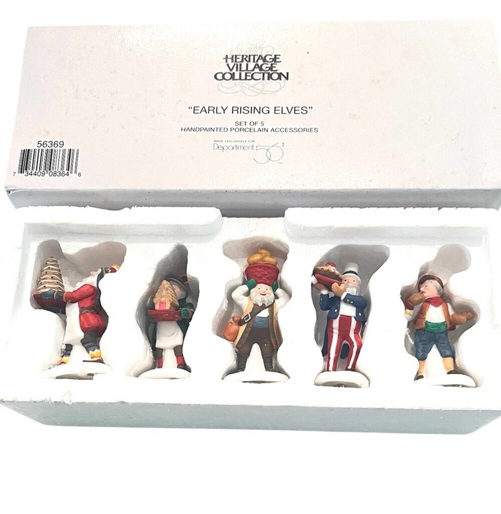 Vintage 1996 Dept 56. “Early Rising Elves” North Pole Collection Retired Set 5